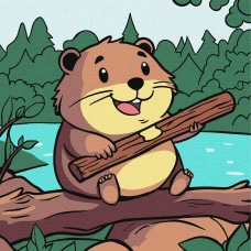 Картина за номерами "Ідейка" /KHO1086/ "Веселий бобер" 25*25см