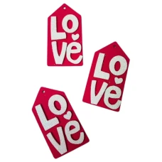 Заготовка "Діамантові ручки" /123048/ "Бірка "Love" 8 см, фоаміран, 20 шт в упак., червона