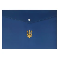 Папка-конверт на кнопці А4 "BuroMAX" /BM.3970-03/ UKRAINE, темно-синя (12/360)