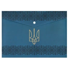 Папка-конверт на кнопці А4 "BuroMAX" /BM.3970-68/ UKRAINE DECOR, вишиванка синя (12/360)