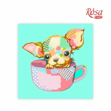 Картина на картоні з контуром "ROSA START" 30*30 "Pop Art Puppy" /020/ БЕЗ ФАРБ 
