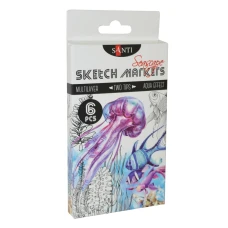 Набір двостор. маркерів "SANTI sketch" /390567/ "Seascape" 6 шт/уп, 3/4,7 мм (1/14)