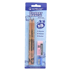 Набір олівців простих "Acmeliae" /43070/ 2B 10мм, 2шт.,чинка, гумка блістер (1/24/144)