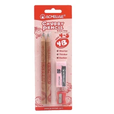 Набір олівців простих "Acmeliae" /43071/ 4B 10мм, 2шт.,чинка, гумка блістер (1/24/144)