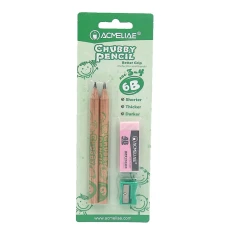 Набір олівців простих "Acmeliae" /43072/ 6B 10мм, 2шт.,чинка, гумка блістер (1/24/144)