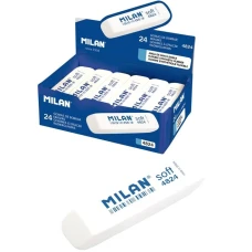 Гумка "MILAN" /CNM4824/ прямокутна біла з фаскою 7,4*2*1см (24/480)