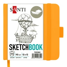 Скетчбук 12х12см/100арк. "SANTI" /743362/ для графіки, тв.обкл. PU, 110г/м2, жовтий (1/20/60)