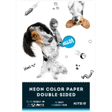 Папір кольоровий "Kite" /K22-288/ двостор.А4/(10арк/5 неон+5 звич), А4 "Kite Dogs" (1/50)