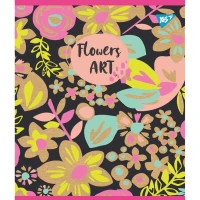 Тетрадь уч. "YES" 48арк. # / 765119 / "Flowers art" крафт, белила + глиттер (5/100)