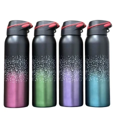 Пляшка-термос для води "JO" /0151/ "Snow" 500ml, з петлею і соломинкою, подвійна стінка, мікс