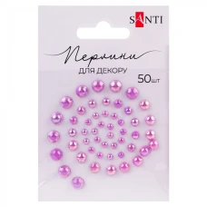 Перлини самоклеючі "Santi" /742972/ світло-лілові, райдужні розмір: 3мм-6мм (50шт) (1/10)