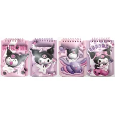 Блокнот 10,2*12,5 см/60л. /55606/ на спирали сверху "Зайка Kuromi- 3D", микс