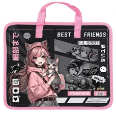 Папка-портфель "Kidis" /13212/ "Anime Girls" с ткань. ручек. (1/12)