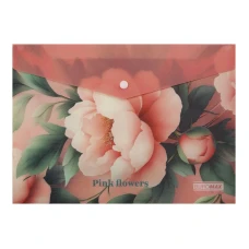 Папка-конверт на кнопці А4 "BuroMAX" /BM.3943-10/ матов.пластик, ARABESKI, рожевий (12/360)