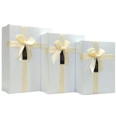 Коробка подарункова /273067/ біла прямокутна 3шт/упак, 20,6х28,6х9,5-16,6х22,7х6,6 см