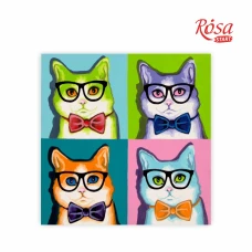 Картина на картоні з контуром "ROSA START" 30*30 "Pop Art Cat. "Чотири коти" /210/ БЕЗ ФАРБ 