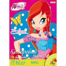 Папір кольоровий А4/10арк "1В" /950545/ МІКС, 5кол.НЕОНсамокл+5кол.МЕТАЛсамокл, 170г/м2 (1/100)