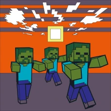Картина за номерами "SANTI" /954401/ "Minecraft. Втеча зомбі", 25*25см, LED підсвітка