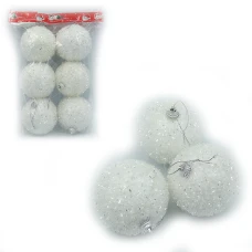 Набір новорічних кульок "JO" /DSCN1519-7/ "Snow" 7см, 6шт (1/64)