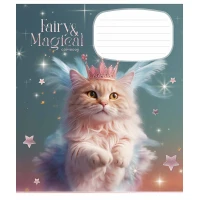 Зошит уч. "Школярик" 18арк.# /3316K/ "Fairy cats" глітер (дівчинка) (25/250)