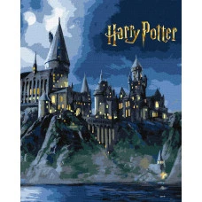 Картина за номерами "Ідейка" /KHO5230/ "Harry Potter: Гоґвортс вночі з фарбами металік extra" 40*50см