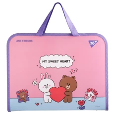 Папка-портфель на блискавці А4+ "Yes" /492239/ "Line Friends. Choco and Cony" з ткан. ручк. (1/12/48)