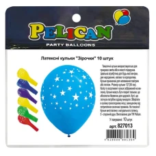 Кульки повітряні "Pelican" /827013/ латексні 12"(30сm) "Зірочки" 5-стор  10шт