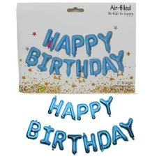 Набір повітряних кульок /1215-В/ фольговані "Happy birthday" 40см блакитні