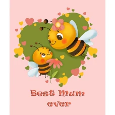 Алмазна мозаїка "Go to art" /177220/ "Best mum ever. Бджілки"  21*25см на картоні 5D