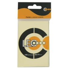 Папір з клейким шаром 75*50 мм "LEO" /140099/ жовтий 100арк L1202 (1/48/384)