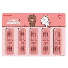 Підкладка настільна 29*42см "YES" /492255/ "Line Friends. Choco and Cony"  (таблиця множення)  (1/10/200)
