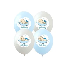 Кульки повітряні "Pelican" /828475/ 12' (30 см)  "Hello, Bady (Хлопчик)" 5-стор., 10шт/уп