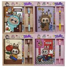 Блокнот 13*19см/80арк. /217-6/ на спіралі+ручка кулькова "Labubu Лабубу" кольорові аркуші, подарункова коробка (1/48)