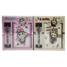 Блокнот 11*15см /22110/ на магніті+ ручка гелева "Labubu Лабубу" кольорові аркуші, подарункова коробка (1/15)