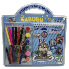 Розмальовка А5/6арк /2320-4/ "Labubu Лабубу", олівці, фарба 6кол., пензлик, 27*22см (1/28)