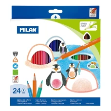 Олівці кольорові "Milan" 24 кол. /0722324/ трикутні, гнучкі, картонні коробка "231" (1/6/48)