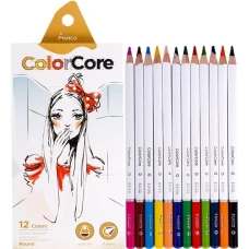 Олівці кольорові "Marco ColorCore" 12 кол. /3130-12СВ-В/ d=4.0 круглі (дівчина) (1/12/144)