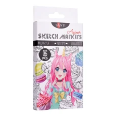 Набір двостор. маркерів "SANTI sketch" /390550/ "Anime" 6 шт/уп, 3/4,7 мм (1/14)