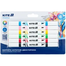 Набір маркерів 6кол. "Kite" /K-1293/ двосторонні, Creative акрилові (1/14)