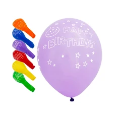 Кульки повітряні "Pelican" /827020/ латексні 12"(30сm) "Happy Birthday, зірочки" 5-стор  10шт