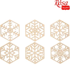 Заготовка "Rosa Talent" /136/ "Сніжинки 1" 6шт, фанера, 7,5*8,5см
