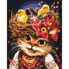 Картина за номерами "Brushme" /BS54421/ "Великодня киця" 40*50см