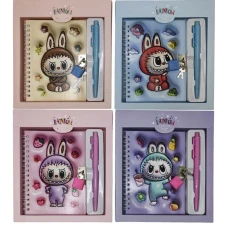 Блокнот 11*15см/48арк. /64638-А/ на замочку + ручка кулькова "Labubu Лабубу" (1/84)