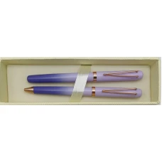 Ручка подарункова "Sonata" /BR-3976-1/ 2 ручки кулькова+ролер двокольорові-фіолетові