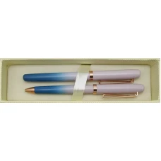 Ручка подарункова "Sonata" /BR-3976-3/ 2 ручки кулькова+ролер двокольорові рожево-блакитні