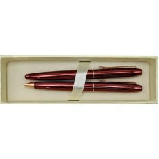 Ручка подарункова "Sonata" /BR-3222-2/ 2 ручки кулькова+ролер бордові із золотом (1/5)