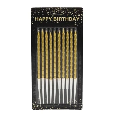 Набір свічок для торту "JO" /DSCN9324/ "Happy birthday" 10шт., блістер, золото (1/60)