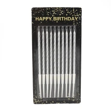 Набір свічок для торту "JO" /DSCN9326/ "Happy birthday" 10шт., блістер, срібло (1/60)