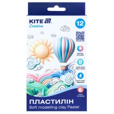 Пластилін восковий "Kite" /K-086-P/ 12 кольорів, 200 г. Kite Creative Pastel (1/30)