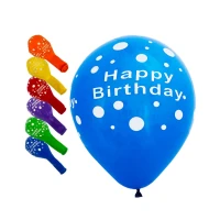 Шарики воздушные "Pelican" /827022/ латексные 12"(30см) "Happy Birthday, горошек" 5-стр 10шт